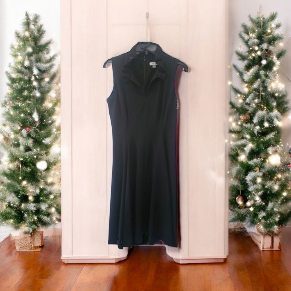 Calvin Klein Women's B Neck Black Dress With Neck Rouching,  NWT, Size 8